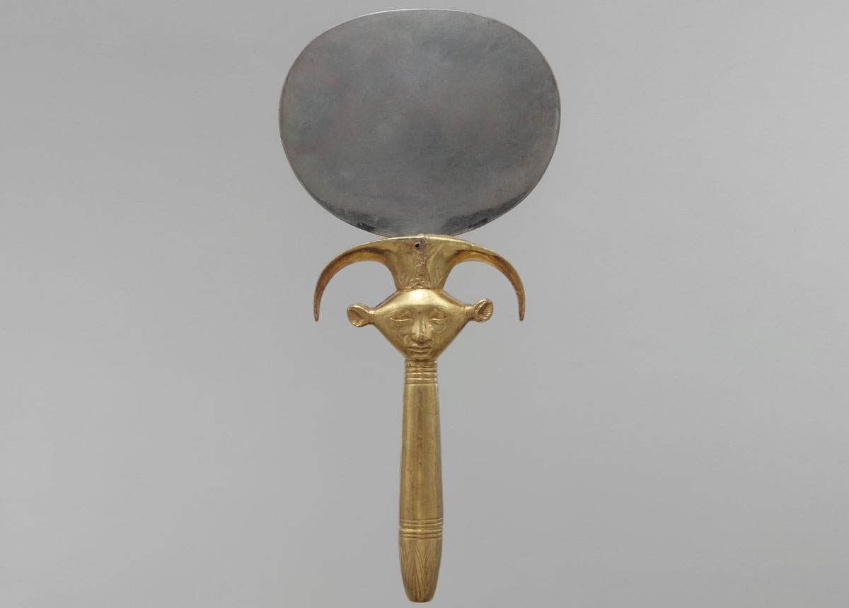 Mirror with a Hathor-face handle