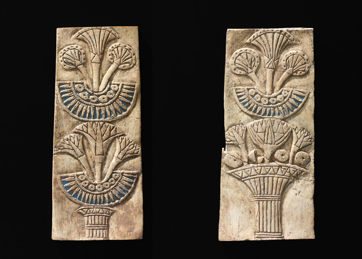 Egyptian ivory inlays with floral motifs