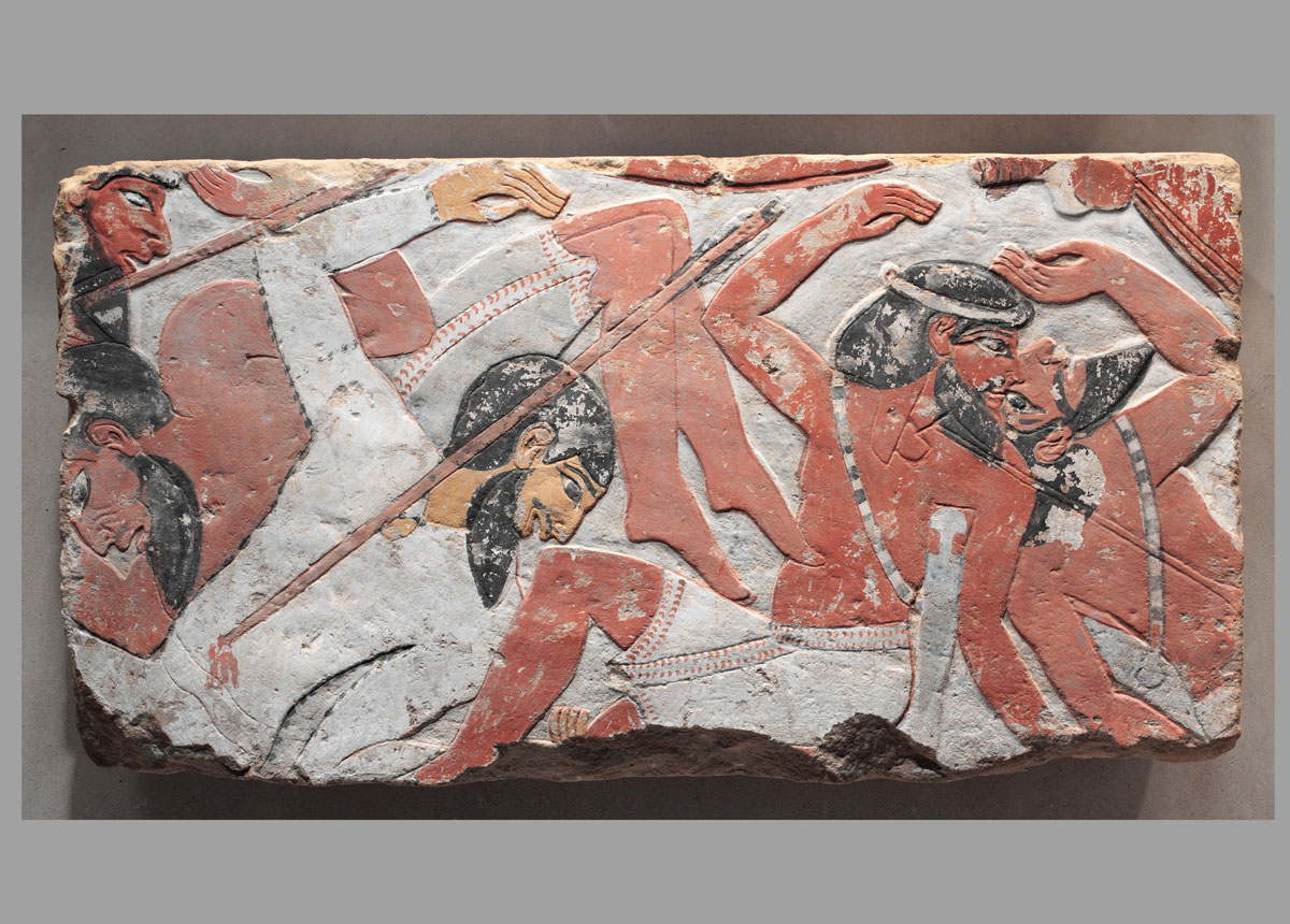Relief fragment depicting Canaanites defeated in battle