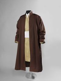 <div style='direction:ltr'>
    
          <strong>Outfit for Sabbath, holidays, and festive occasions  </strong><br />
Worn by members of the Jerusalemite courts
<br />
Photo © The Israel Museum, Jerusalem, by Elie Posner 
 <br /><br />
<strong>
Mantle (<i> djubbeh</i> ) </strong>
<br />
worn by married men<br />

Jerusalem, before 1969
<br />
Viscose, machine-embroidered; L 131 cm 
<br />
The Israel Museum, Jerusalem
<br />
B69.0328
<br />
<br />

<strong>'Golden' or  'yellow' caftan (<i> Goldener or geler kaftn</i> )</strong><br />
Jerusalem, late 20th century<br />

Mercerized cotton, satin weave; L 101 cm<br />

Purchased through the gift of Ernst Strauss, Zurich<br />

B85.0142

<br /><br />

<strong>
White shirt</strong><br />
Jerusalem, contemporary<br />

Cotton and polyester; L 92 cm<br />

Purchase<br />

09.1538B<br />
<br />
<strong>
Sash (<i>gartl<i>)</strong><br />
Jerusalem, contemporary<br />

Silk; L 224 cm, W 11.5 cm<br />

Purchase<br />

B99.1541


 


</p>


</div>