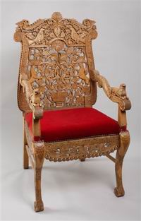 <div style='direction:ltr'>
    
<strong>The Chair of Rabbi Nahman of Bratslav</strong>         
It is said that in 1808 Rabbi Nahman of Bratslav received a wooden chair with carved decoration featuring griffons, doves, lions, grapes, a vase, and vegetal motifs. Speaking of a dream he had shortly after receiving the gift, R. Nahman described a chair encircled by fire with the living creatures of the world in pairs under the chair, which he related to matchmaking. <br />

According to Bratslav tradition, the chair Rabbi Nahman received was brought to Jerusalem; this chair is now preserved in the Great Bratslav Yeshivah in Mea Shearim (and of late copies have been made by other Bratslav communities). Today the original no longer serves as a talisman for matchmaking; instead, it is lent out to members of the community to serve as Elijah's Chair in circumcision ceremonies. 
אחרות<br />

</p>


</div>