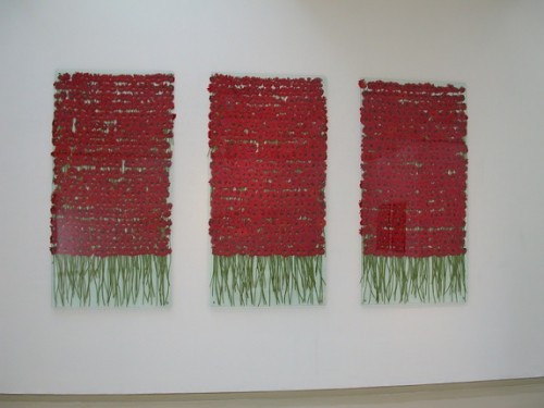 אניה גלאצ'יו, שמר "ביוטי" 900 פרחי גרברות אדומים ולוחות זכוכית, 1991