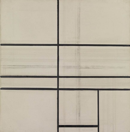 פיט מונדריאן, קומפוזיציה עם קו כפול, שמן ופחם על בד, 1934